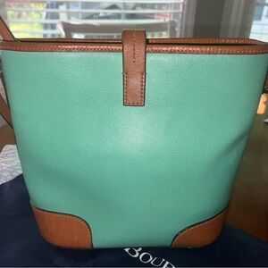 Dooney & Bourke Blue Tote with Brown Accents